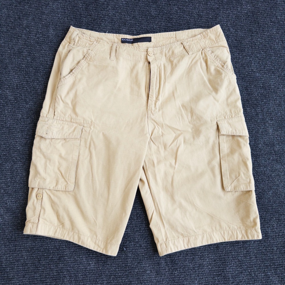 Rocawear Cargo Shorts Men's W40 Khaki Ripstop Baggy Y2K Hip Hop Streetwear